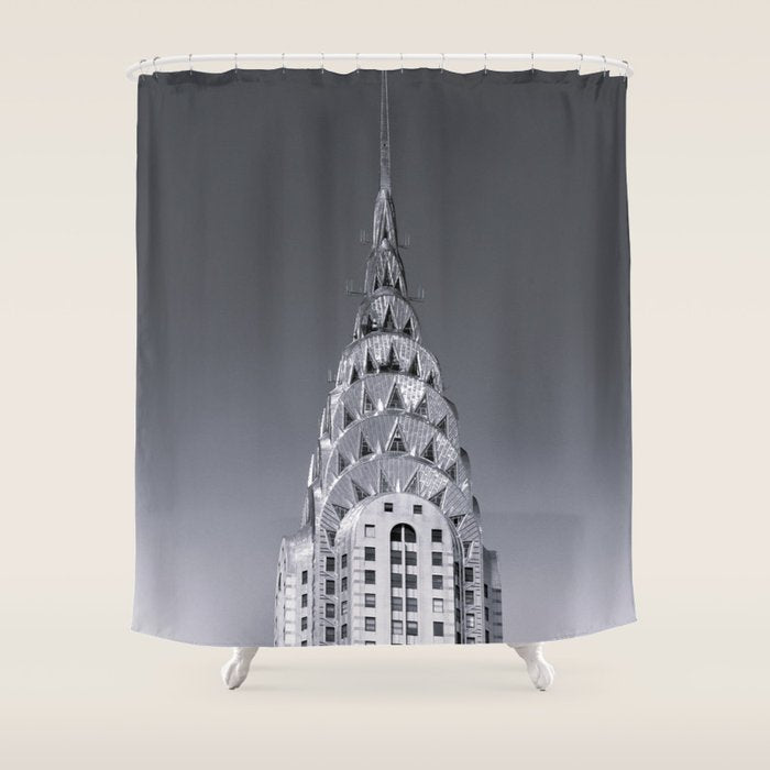Pinnacle skyscraper sphere, New York, New York architectural black and white photograph Shower Curtain Gallery Image 1