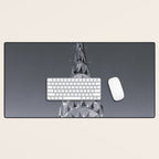Pinnacle skyscraper sphere, New York, New York architectural black and white photograph Desk Mat Gallery Image 1