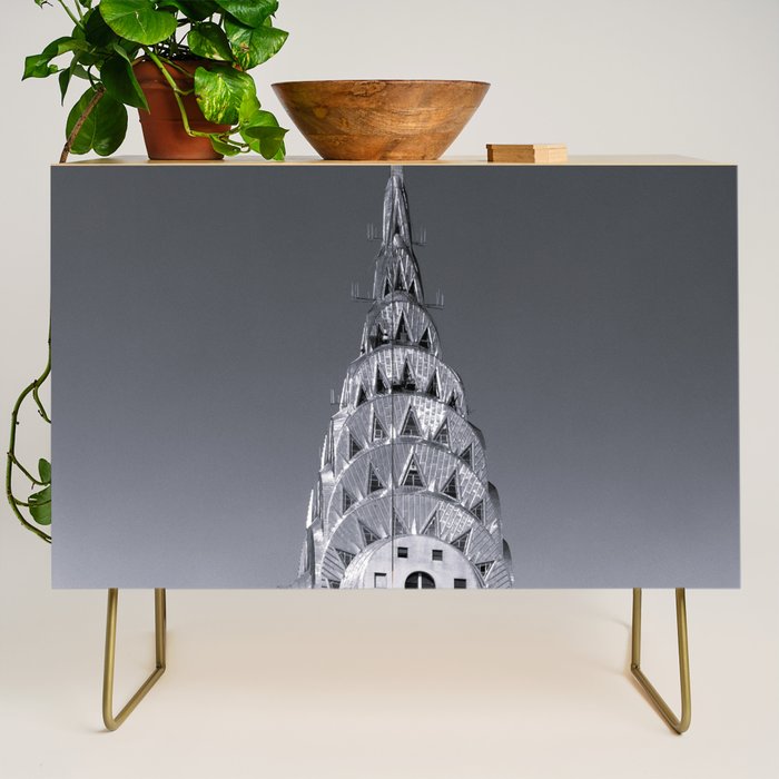 Pinnacle skyscraper sphere, New York, New York architectural black and white photograph Credenza Gallery Image 1