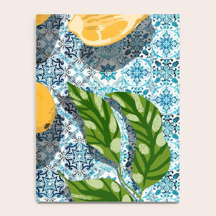 Juicy Lemons on Blue Moroccan Tiles Notebook Gallery Image 4