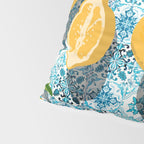 Juicy Lemons on Blue Moroccan Tiles Pillow Sham Gallery Image 4