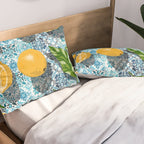 Juicy Lemons on Blue Moroccan Tiles Pillow Sham Gallery Image 2