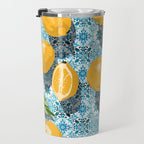 Juicy Lemons on Blue Moroccan Tiles Travel Mug Gallery Image 3