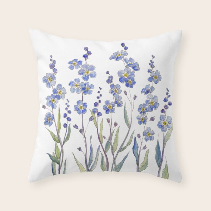 Blue Forget Me Not Blooms Throw Pillow Gallery Image 1