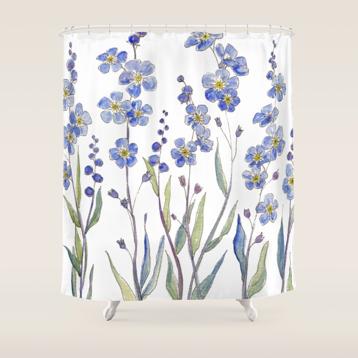 Blue Forget Me Not Blooms Shower Curtain Gallery Image 1