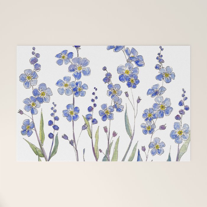 Blue Forget Me Not Blooms Welcome Mat Gallery Image 1