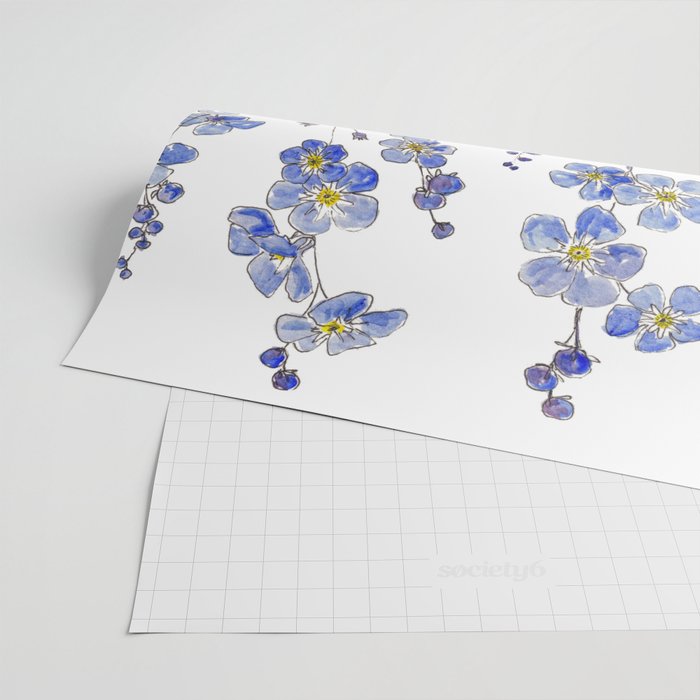Blue Forget Me Not Blooms Wrapping Paper Gallery Image 2