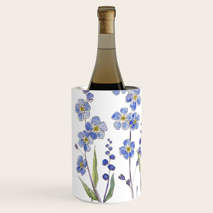 Blue Forget Me Not Blooms Wine Chiller Gallery Image 2