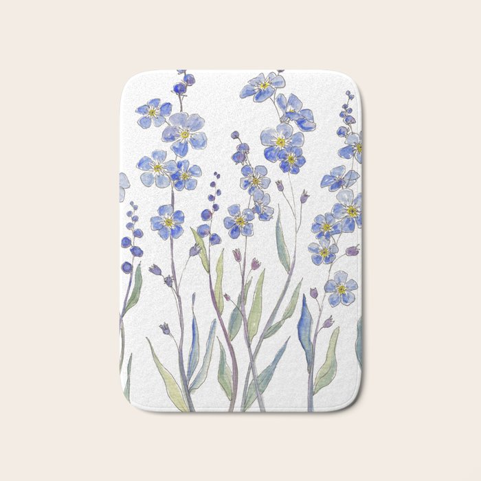 Blue Forget Me Not Blooms Bath Mat Gallery Image 1