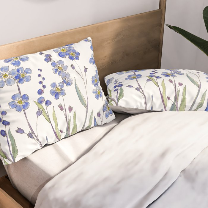 Blue Forget Me Not Blooms Pillow Sham Gallery Image 2