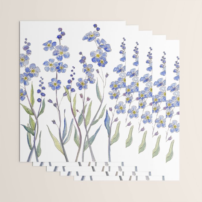 Blue Forget Me Not Blooms Wrapping Paper Gallery Image 3