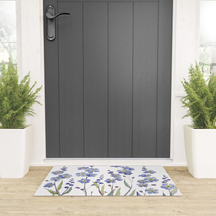 Blue Forget Me Not Blooms Welcome Mat Gallery Image 3
