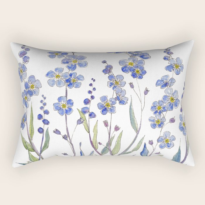 Blue Forget Me Not Blooms Rectangular Pillow Gallery Image 1