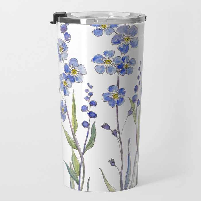 Blue Forget Me Not Blooms Travel Mug Gallery Image 3
