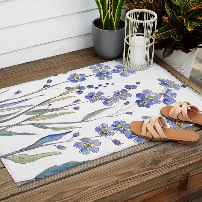 Blue Forget Me Not Blooms Outdoor Rug Gallery Image 2