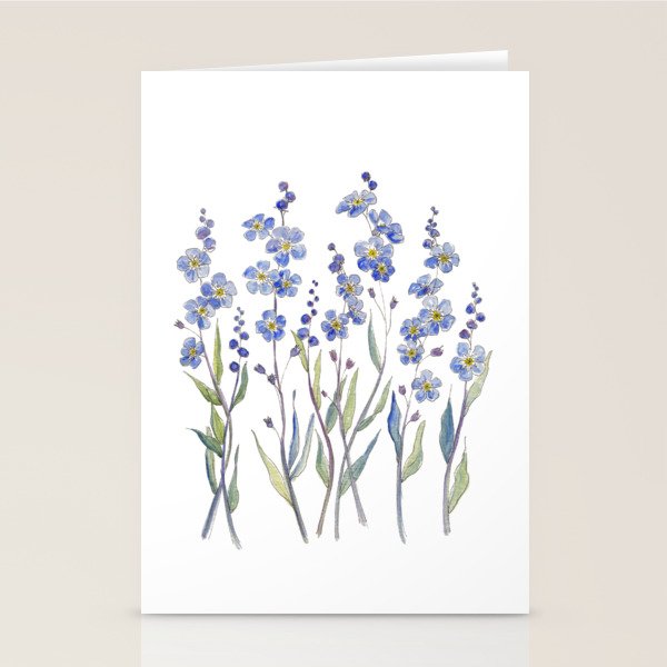 Blue Forget Me Not Blooms Stationery Card Gallery Image 1
