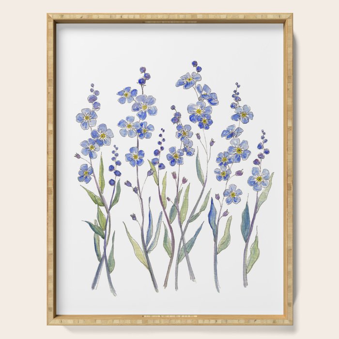 Blue Forget Me Not Blooms Serving Tray Gallery Image 1