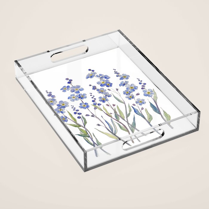 Blue Forget Me Not Blooms Acrylic Tray Gallery Image 1