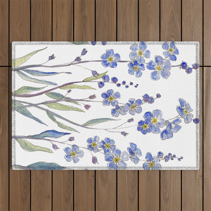 Blue Forget Me Not Blooms Outdoor Rug Gallery Image 1