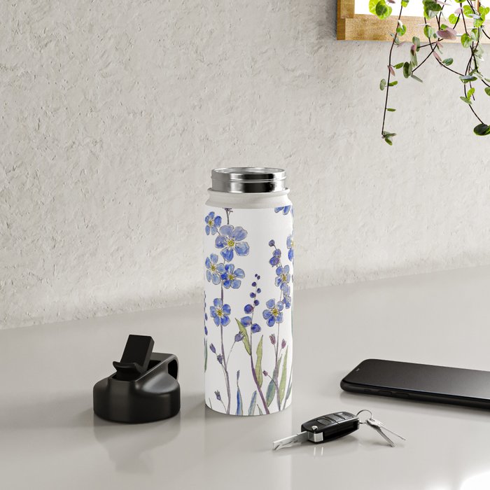 Blue Forget Me Not Blooms Water Bottle Gallery Image 4