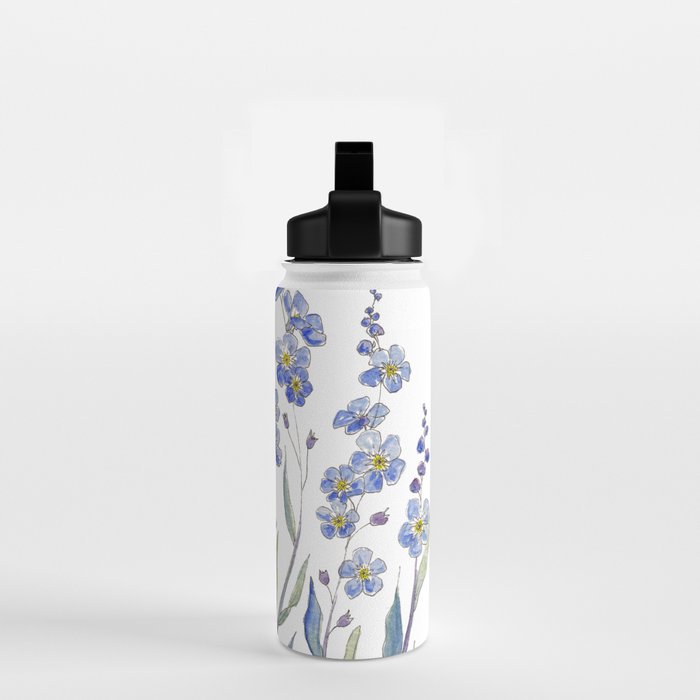 Blue Forget Me Not Blooms Water Bottle Gallery Image 2