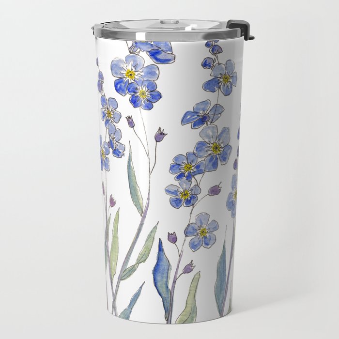 Blue Forget Me Not Blooms Travel Mug Gallery Image 2