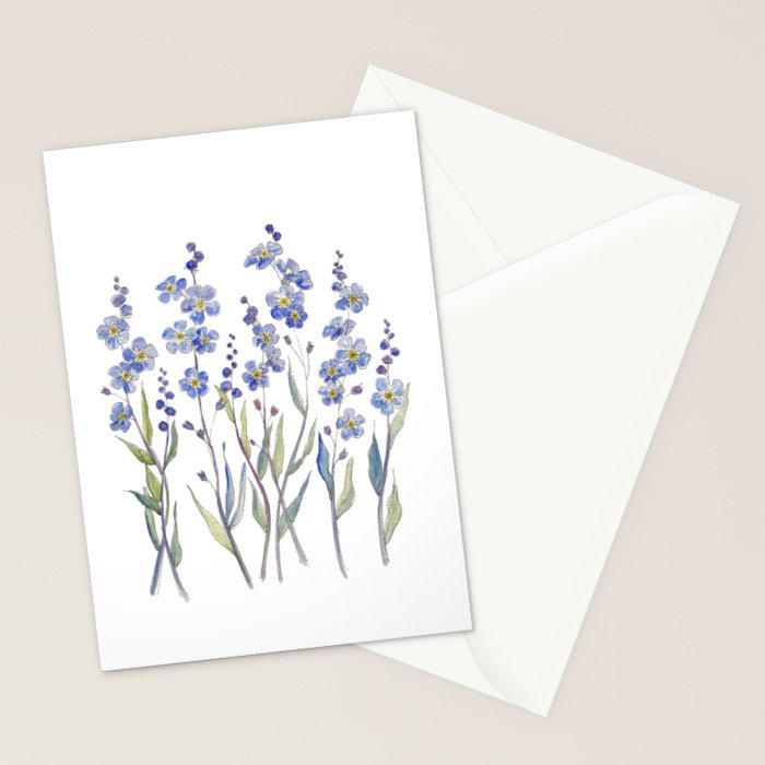 Blue Forget Me Not Blooms Stationery Card Gallery Image 2