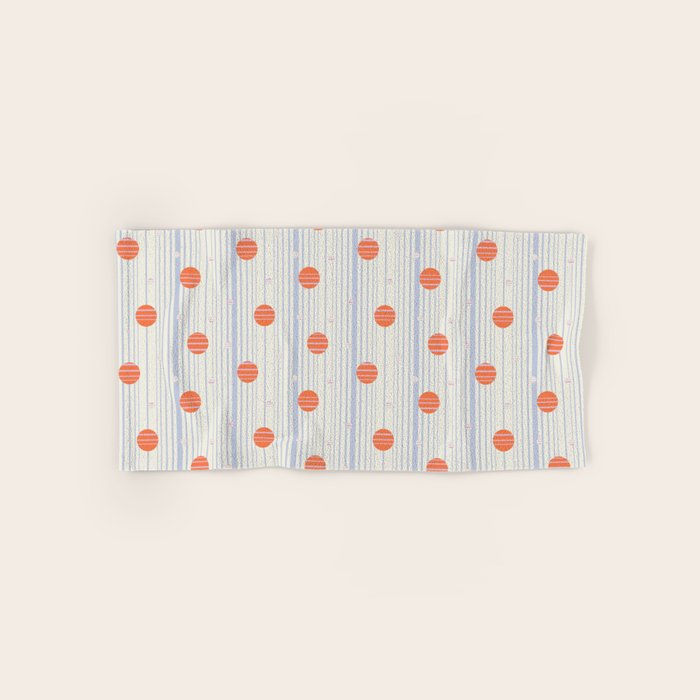 Dots and Vertical Stripes in Orange and Lavender - Playful Geometrics Bath Towel Gallery Image 1