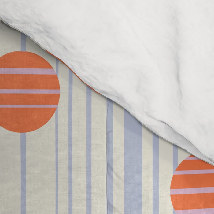 Dots and Vertical Stripes in Orange and Lavender - Playful Geometrics Comforter Gallery Image 4