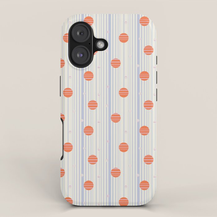 Dots and Vertical Stripes in Orange and Lavender - Playful Geometrics iPhone Case Gallery Image 1