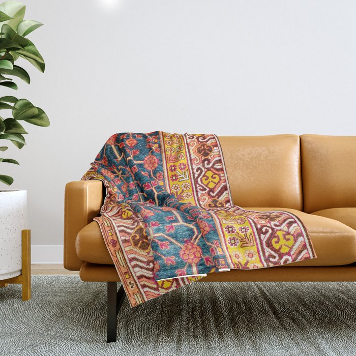 Khotan  Antique East Turkestan Rug Print Throw Blanket Gallery Image 1