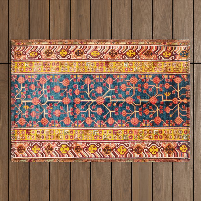 Khotan  Antique East Turkestan Rug Print Outdoor Rug Gallery Image 1