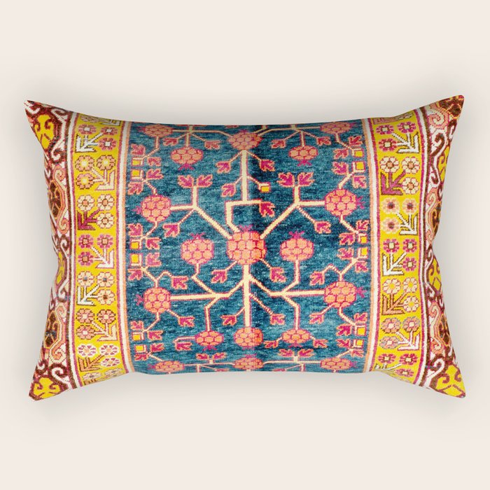Khotan  Antique East Turkestan Rug Print Rectangular Pillow Gallery Image 1