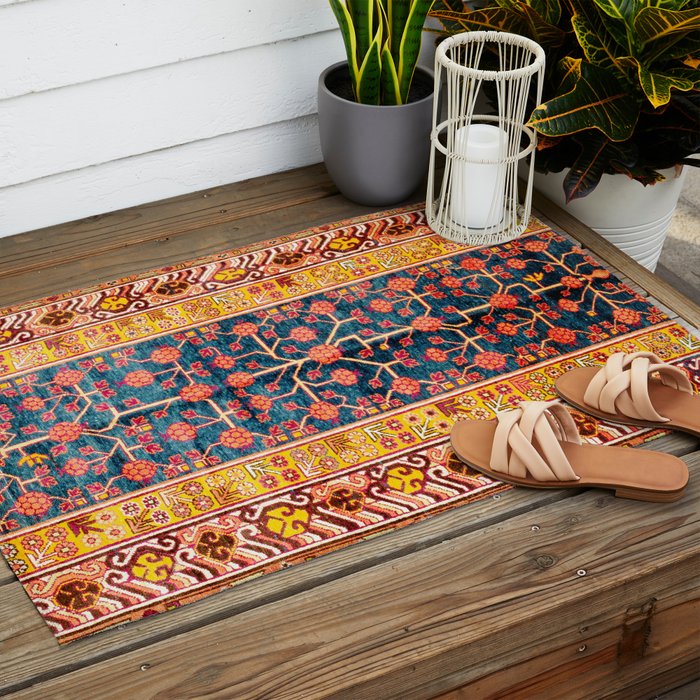 Khotan  Antique East Turkestan Rug Print Outdoor Rug Gallery Image 2