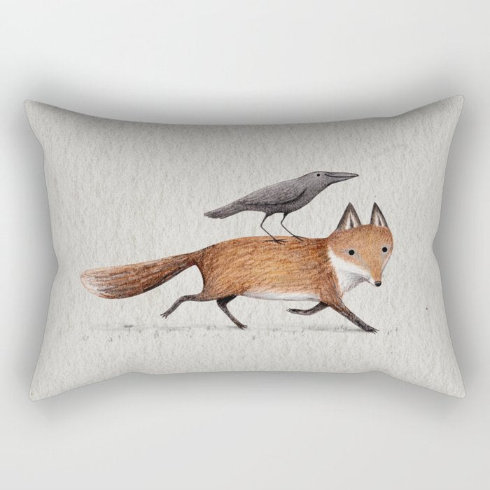 Fox & Crow - Piggyback Rectangular Pillow