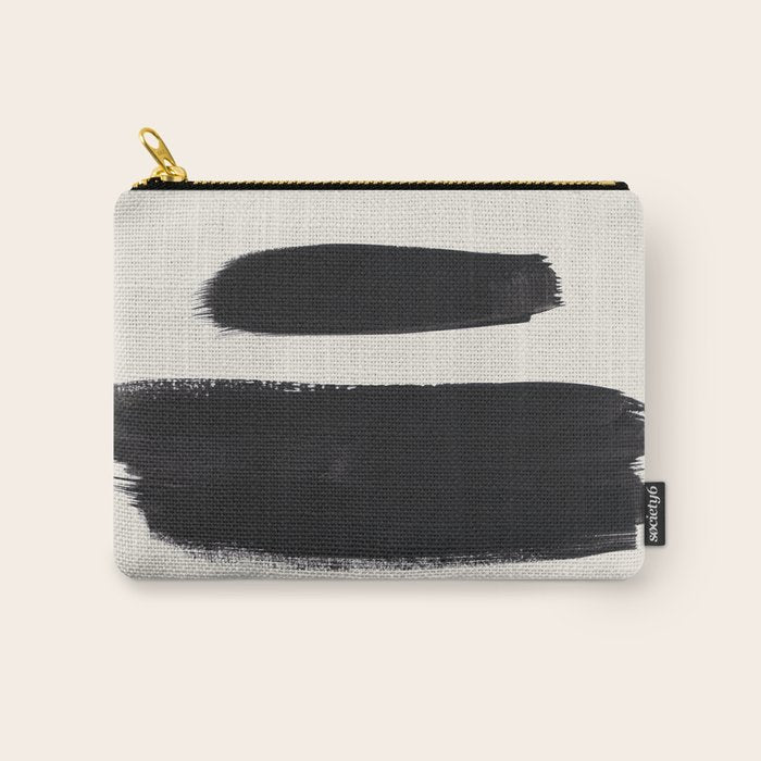 Mid Century Modern Minimalist Abstract Art Brush Strokes Black & White Ink Art Brush Strokes Carry All Pouch Gallery Image 1