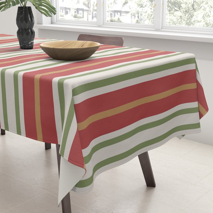 Retro Striped Color Harmony Tablecloth Gallery Image 3