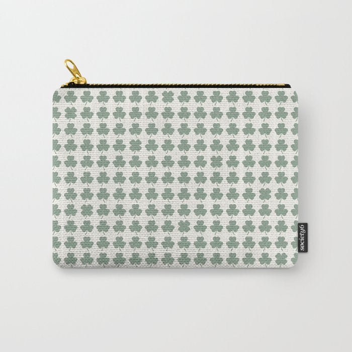 Clovers XXXVI Sage Green Botanical Pattern Carry All Pouch Gallery Image 1
