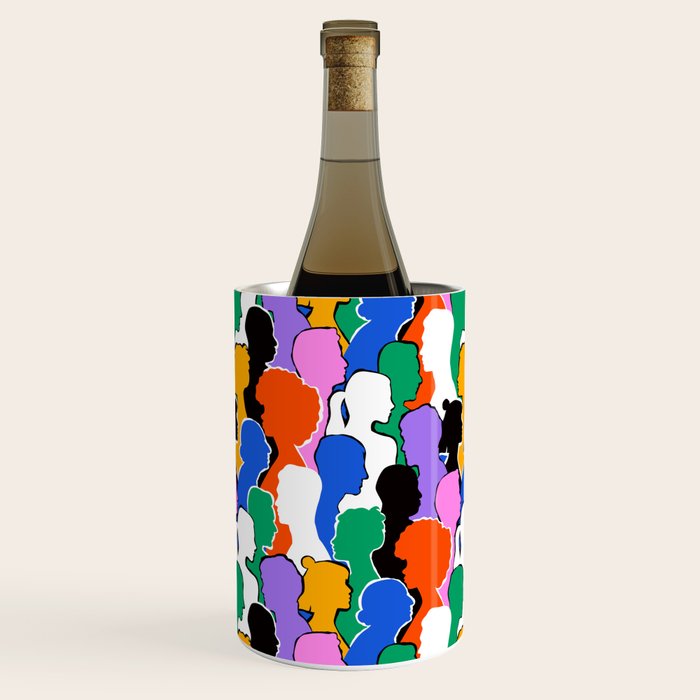 Colorful diverse people crowd art pattern Wine Chiller Gallery Image 3