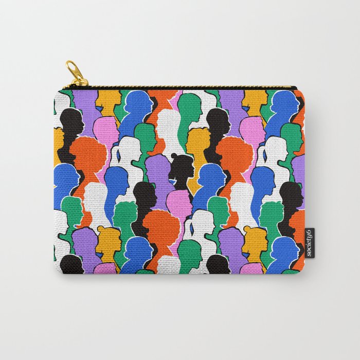 Colorful diverse people crowd art pattern Carry All Pouch Gallery Image 1