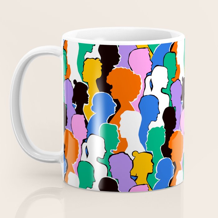 Colorful diverse people crowd art pattern Coffee Mug Gallery Image 3
