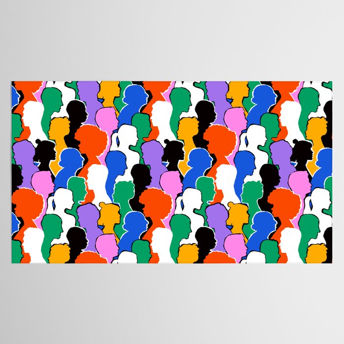 Colorful diverse people crowd art pattern Tablecloth Gallery Image 2