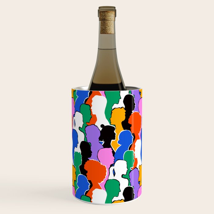 Colorful diverse people crowd art pattern Wine Chiller Gallery Image 1