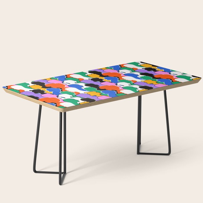 Colorful diverse people crowd art pattern Coffee Table Gallery Image 1