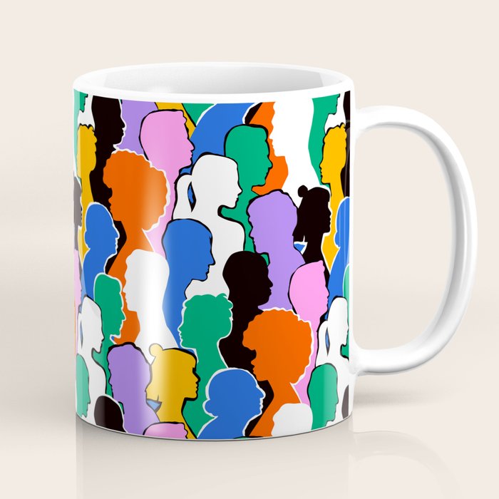 Colorful diverse people crowd art pattern Coffee Mug Gallery Image 1