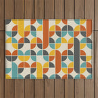 1970s Colors Mid Century Modern Geometric Pattern  Outdoor Rug Gallery Image 1
