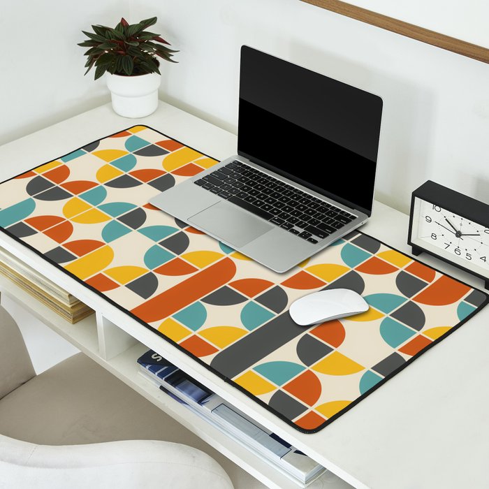 1970s Colors Mid Century Modern Geometric Pattern  Desk Mat Gallery Image 2