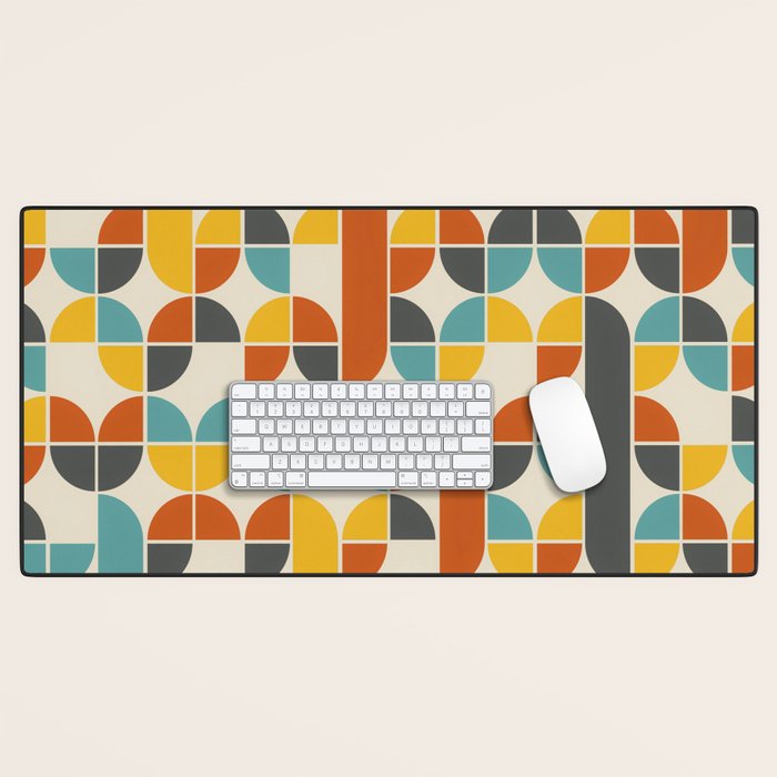 1970s Colors Mid Century Modern Geometric Pattern  Desk Mat Gallery Image 1