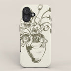  graphic monochrome bouquet of poppies flowers in a pot iPhone Case Gallery Image 1