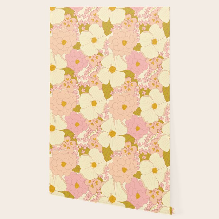 Pink Pastel Vintage Floral Pattern Wallpaper Gallery Image 2